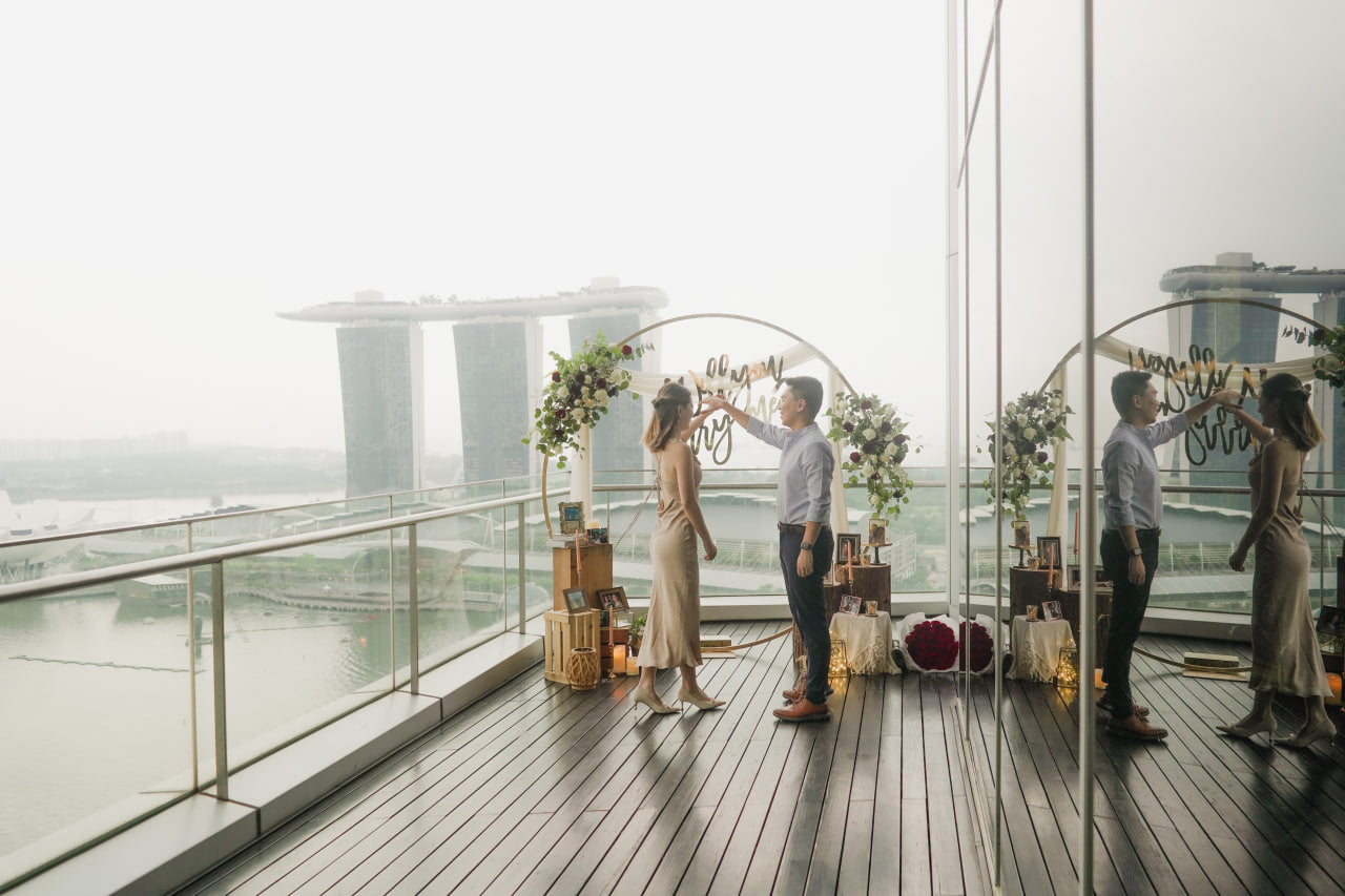 Rooftop Proposal with View of Marina Bay Sands