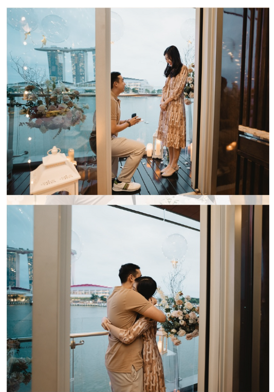 Balcony Proposal with View of Marina Bay Sands