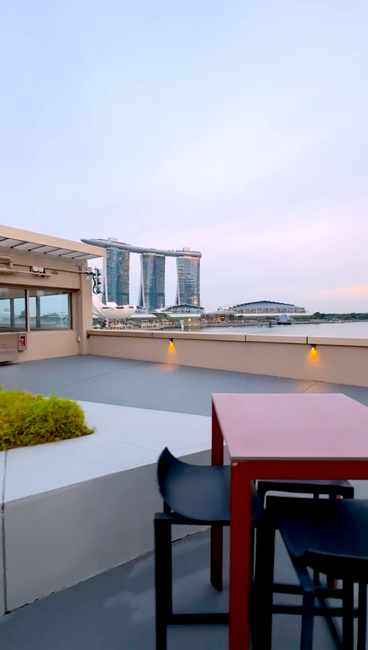 Rooftop Bar Minimalist Proposal with view of Marina Bay Sands