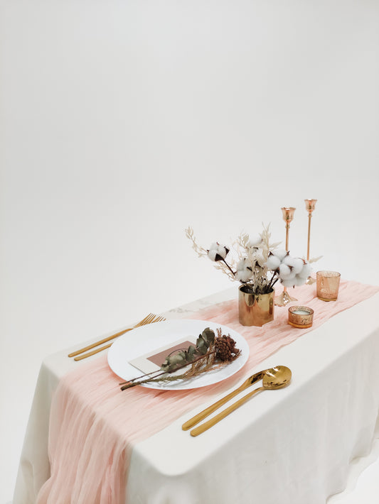 LUXE Sheer Table Runner in Peach