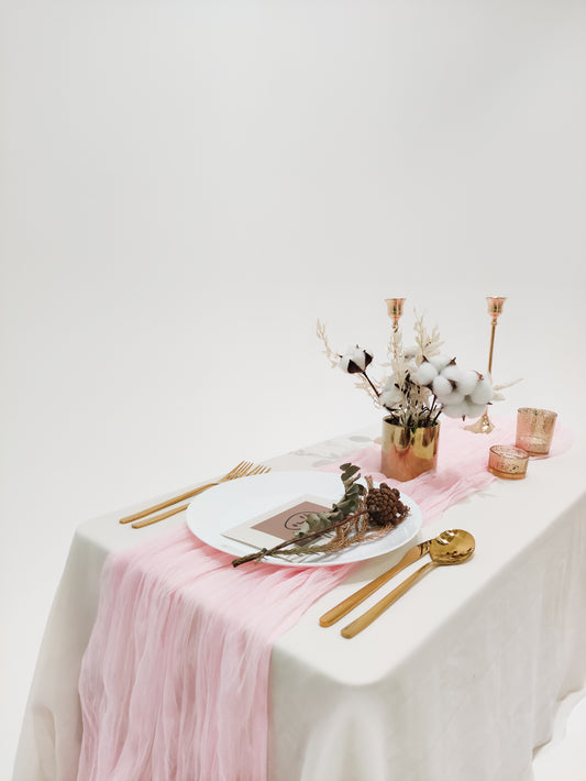 LUXE Sheer Table Runner in Baby Pink