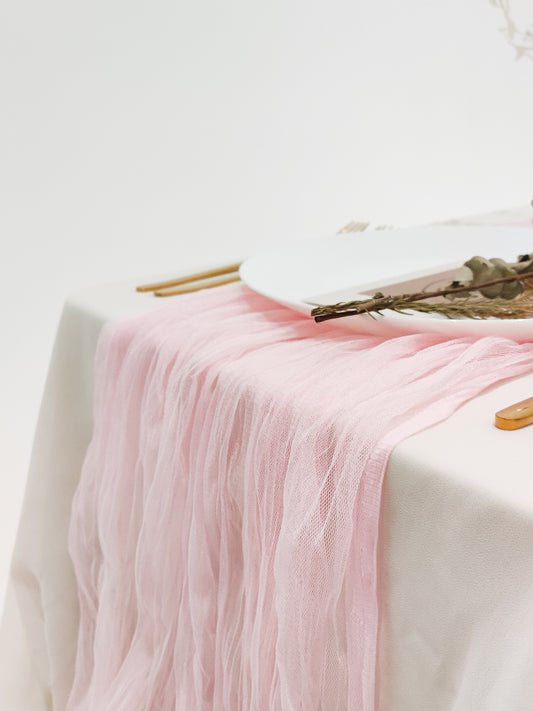 LUXE Sheer Table Runner in Baby Pink