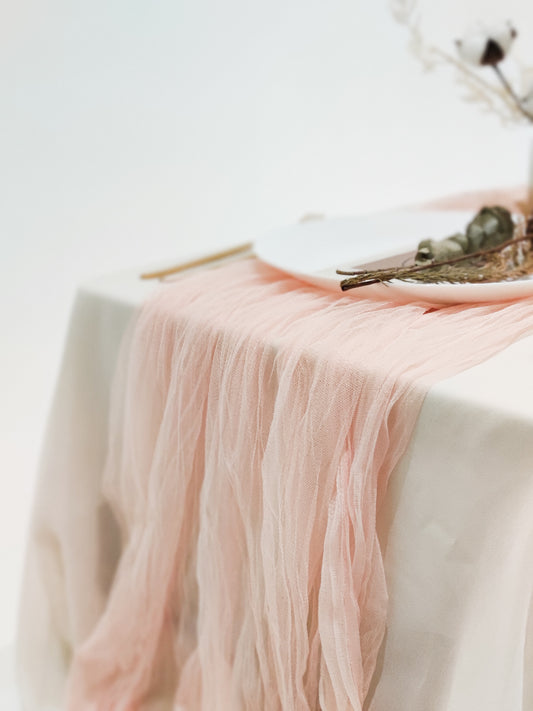 LUXE Sheer Table Runner in Peach